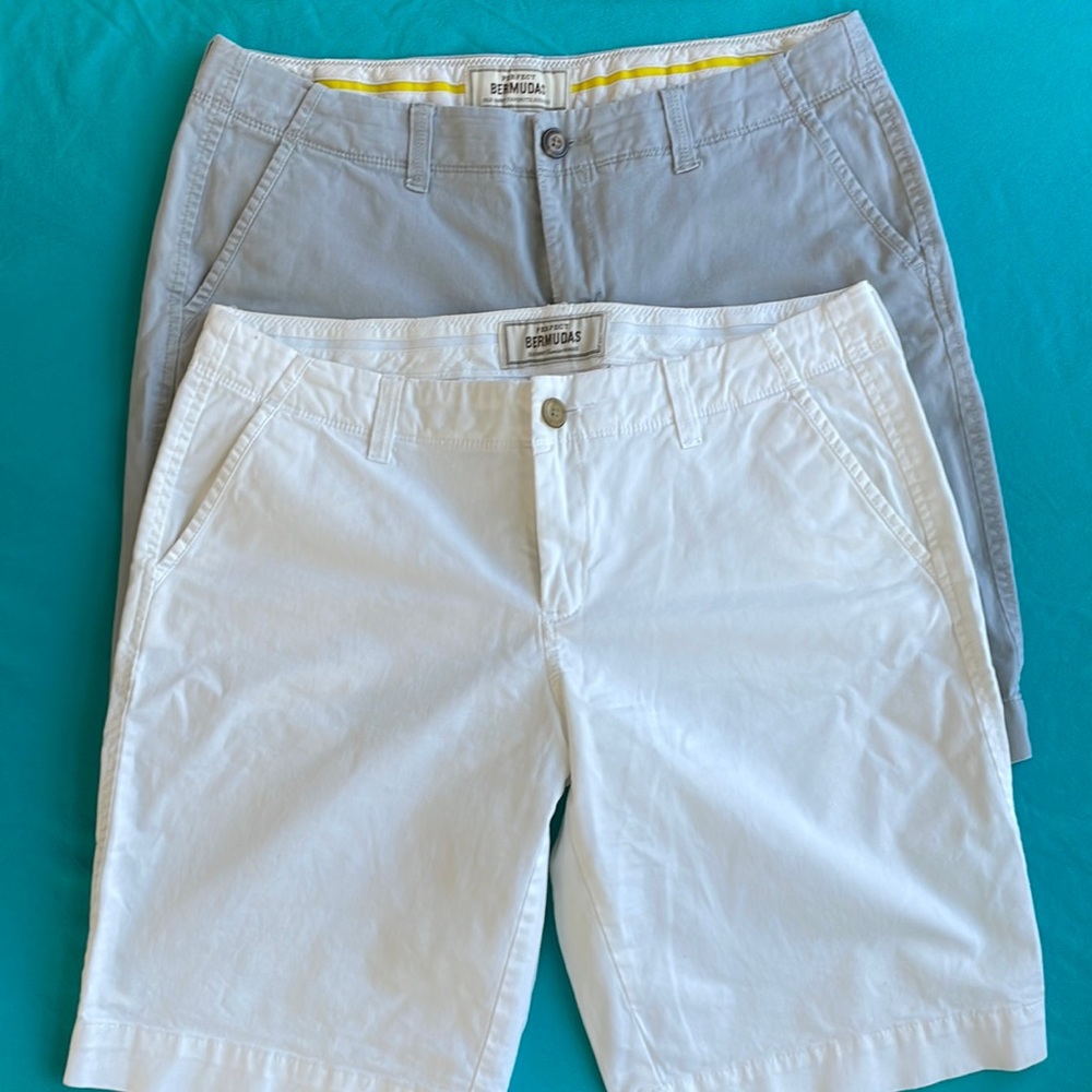 Size 8, old navy Bermuda shorts, white and gray sold as pair